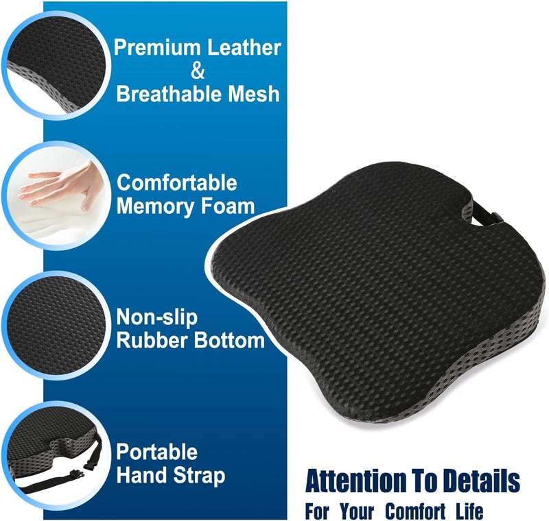 Hapiclody Car Seat Cushion for Driving,Office Chair Cushions Non-Slip Hip & Lower Back Tailbone Chair Pillow Pad,Memory Foam Seat Cushion for Car Seat Driver Truck Desk Wheelchair - Image 4